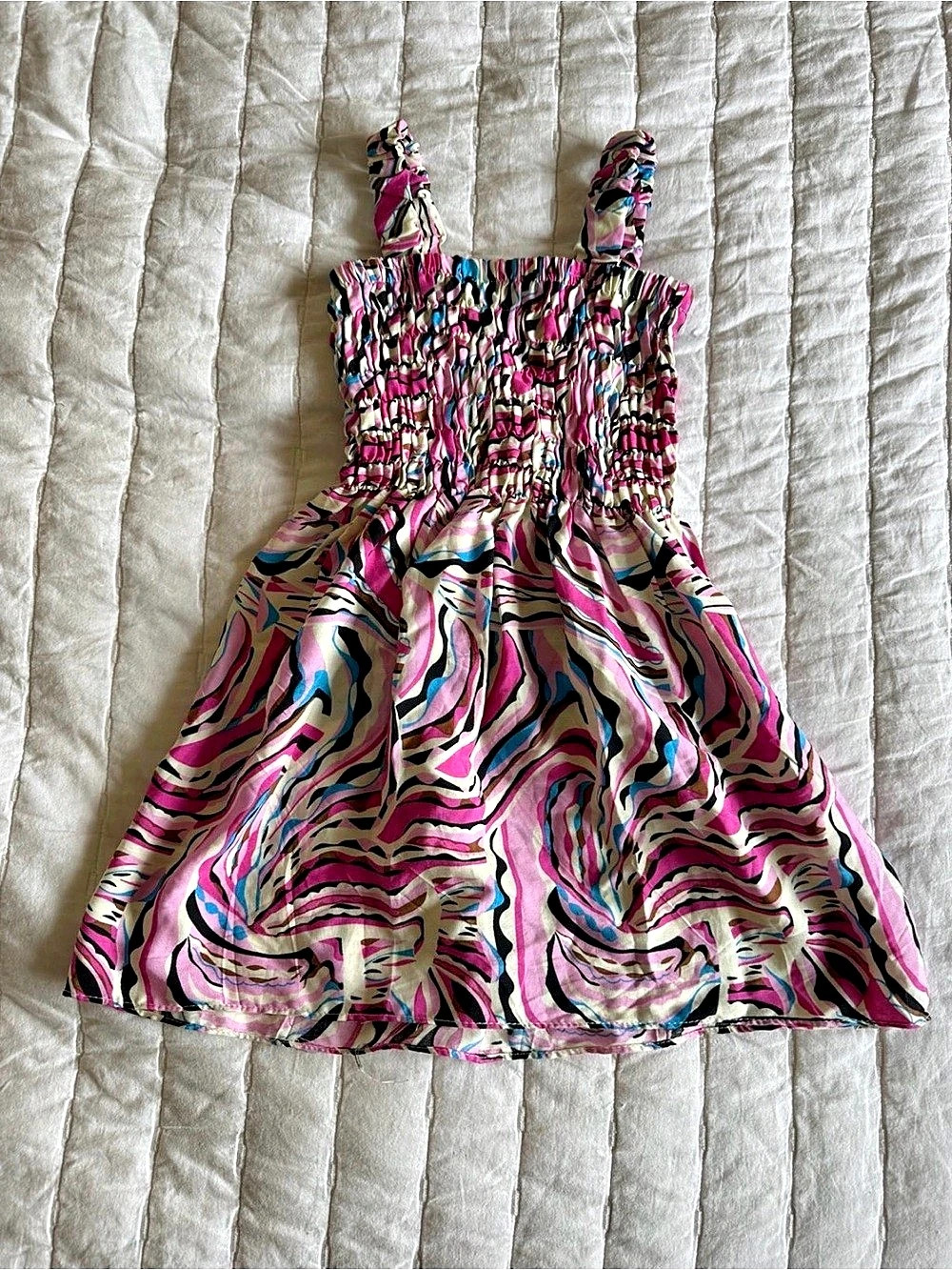 Handmade Philippines Girls 2T Smocked Abstract Print Sundress